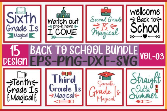 15 Back to School Bundle Vol-03: Graphics & Crafts Ready