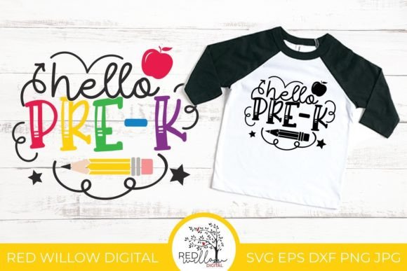 Hello Pre-K Back to School Shirt Design: Graphics for Crafts & Content